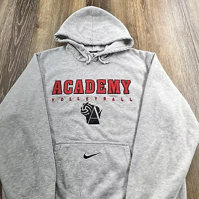 Vintage Nike Hoodie Mens M Gray Sweatshirt Center Swoosh Wisconsin Volleyball • $39.95