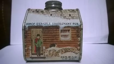 OLD Vintage 1984 Vermont Pure Maple Syrup 8.45 Oz. Log Cabin Tin Metal Can EMPTY • $14.99