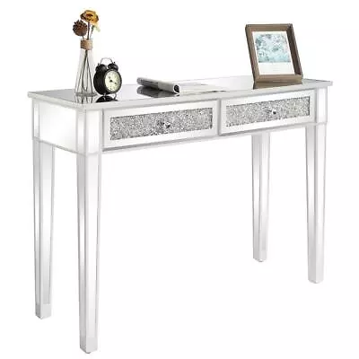 Mirrored Diamond Console Table Dressing Table 2 Drawer For Living Room Hallway • $159.99