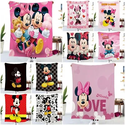 3D Mickey Minnie Mouse Flannel Blanket Warm Soft Sofa Bedspread Throw Rug Gifts • £16.90