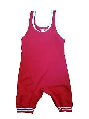 Matman Wrestling Company Singlet Red/White Once Piece Shorts - Size Adult XS • $18.99