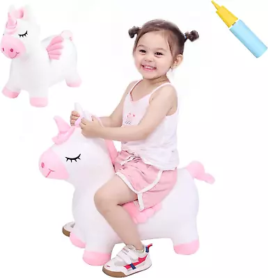 Pink Unicorn Hopper Horse Bouncy Inflatable Animal Ride-On Toy For Children  • $42.98