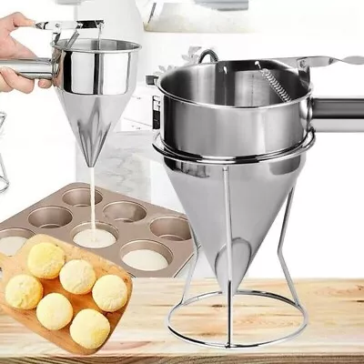 Funnel Dispenser Stainless Steel 1200ML Cone-shaped Batter Pancake Baking Tools • $29.90