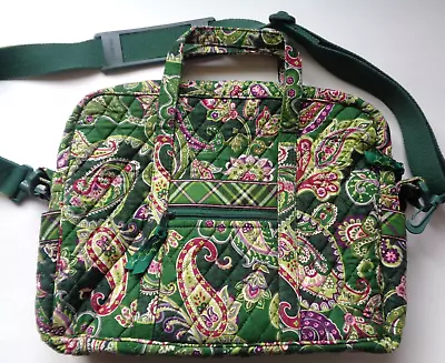 Vera Bradley Green Paisley Computer Work Briefcase Laptop Crossbody Shoulder Bag • $17.95