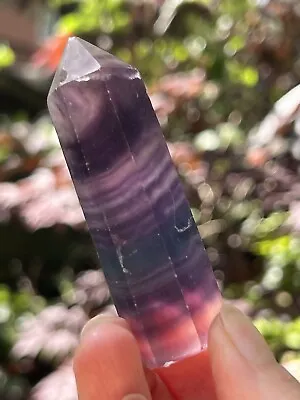 £4.99 • Buy Rainbow Fluorite Large Point Wand Banded AAA+ : Clarity 62g