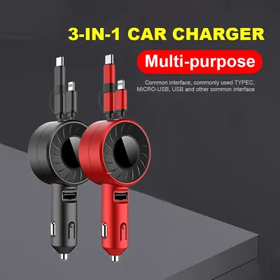 3 In 1 Car Phone Charger USB Type C Car Quick Charger Micro USB For Xiaomi Vivo • $13.10