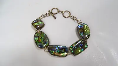 Lucas Lameth Abalone Bracelet 925 Sterling Silver Toggle 7.5 Inch • $19.99