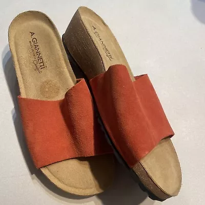 Sandals A. Giannetti Made In Italy Orange Suede Material Size 7.5 EUC • $19