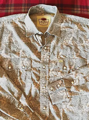 Larry Mahan Cowboy Collection Pearl Snap Paisley Western Button Up Long Sleeve L • $27.99