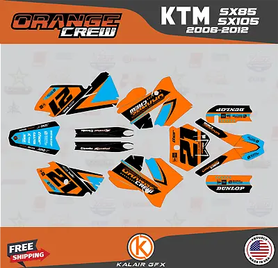 Graphics Kit For KTM 85SX 105SX SX85 SX105 (2006-2012) Crew-Orange-Cyan • $157.94