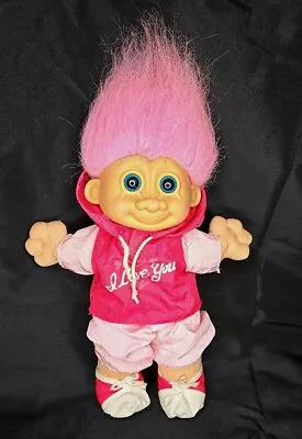 Vintage 1990's Russ  I Love You  Troll Doll In Track Suit - Pink Hair Blue Eyes • $15