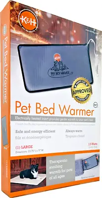 K&H PET PRODUCTS Pet Bed Warmer Electrically Heated 13W Gray Large 11 X 23.75 • $36.99