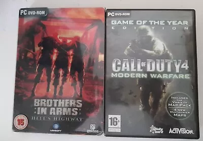 Call Of Duty 4 Modern Warfare & Brothers In Arms Hells Highway -PC ROM Games • £5.99