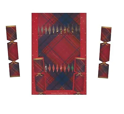 Make Your Own Christmas Crackers Kit 6 Make & Fill Snap Hat Motto Red Tartan • £5.39