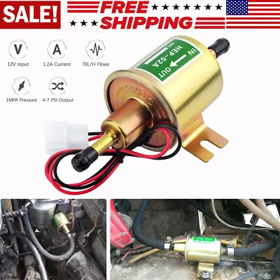 $11.99 • Buy Universal Electric Fuel Pump HEP-02A 4-7PSI 12V Inline Low Pressure Gas Diesel