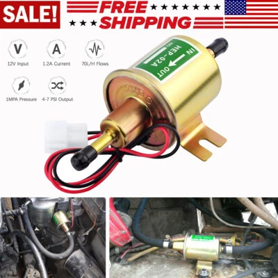 $9.99 • Buy Universal Electric Fuel Pump HEP-02A 4-7PSI 12V Inline Low Pressure Gas Diesel