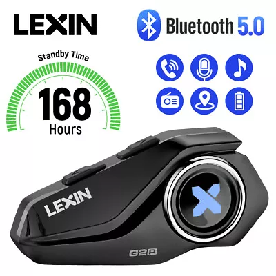 LEXIN G2P Motorcycle Intercom Helmet Headset Bluetooth Speaker FM 6Riders IP67 • $59.99