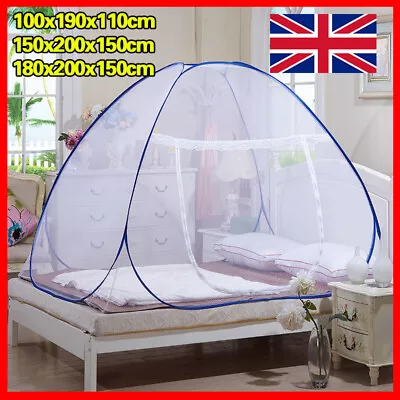 Folding Mosquito Net Zipper Single Door Netting Tent Mongolian Yurt Lace Cover Q • £13.99