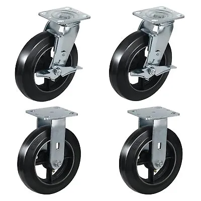 8 X 2  Heavy Duty Casters  Rubber On Cast Iron Whee  Capacity Up To 1100-4400 LB • $31.99
