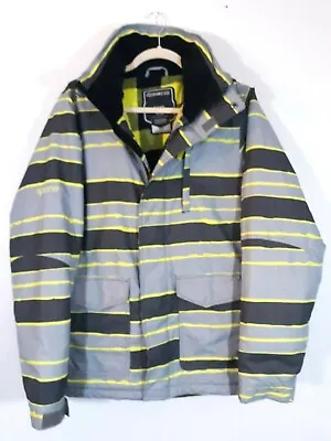$45 • Buy Ripzone Core Ski/Snowboard Jacket Men S Gray Yellow Fleece Lined Hooded Full Zip