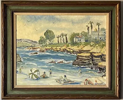 Fine Antique Modern Beach Landscape Oil Painting Old Vintage La Jolla California • $1800