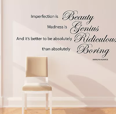 Marilyn Monroe Wall Stickers Quotes Imperfection Decals W11 • £17.99