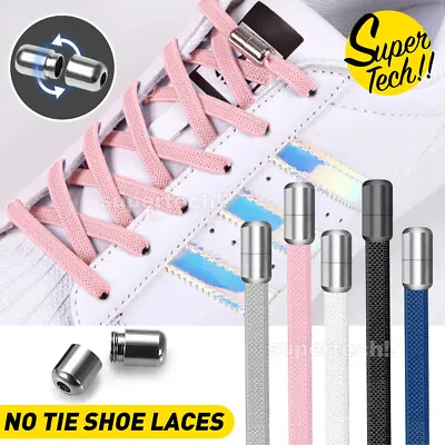 3 Pack Flat No Tie Shoe Laces Elastic Laces Sneakers  Shoelaces Free Buckles • $6.50