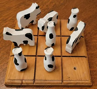 VTG Wooden Country Style Tic-Tac-Toe Game Cows And Milk Bottles  • $8.99