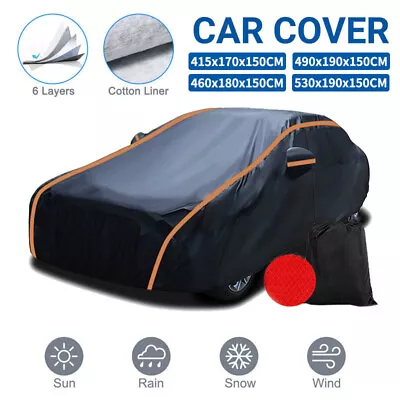 Waterproof 6 Layer Car Cover Heavy Duty Cotton Lined UV Protection S M XL XXL • £21.84