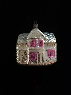 VINTAGE ANTIQUE HAND BLOWN MERCURY GLASS  CHRISTMAS HOUSE CABIN ORNAMENT- Small • $40