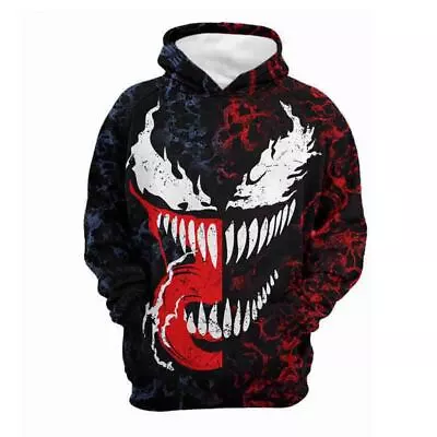 Adults Kids 3D Marvel Venom Casual Hoodie Sweatshirt Jumper Top Hooded Coat Gift • £15.10