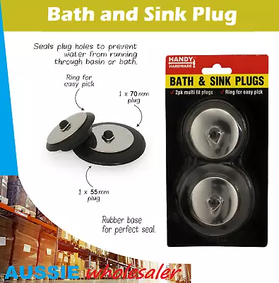  2pcs BLACK COLOR Bath Sink Plug Hand Basin Vanity Plug Bathroom Kitchen • $6.45