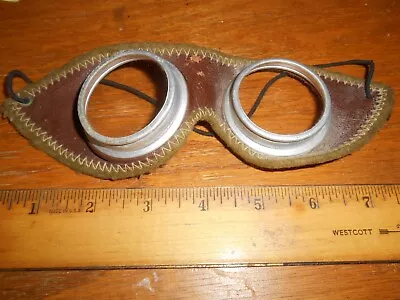 Vintage Clear Lens Goggles Leather Motorcycle Airplane Steam Punk Antique • $39.99