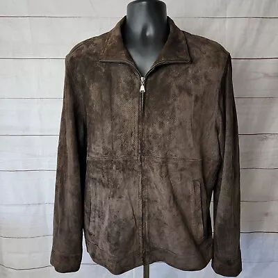 CALVIN KLEIN CK Vintage 100% Leather Suede Perforated Moto Jacket Size M • $39.99
