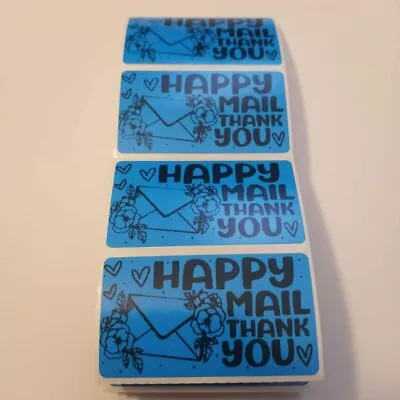 100 Happy Mail- Shipping Labels Thermal Packaging Stickers 2.25 X1.25  • $10