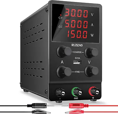 RUZIZAO DC Power Supply Variable: 30V 5A Lab Bench Power Supply Adjustable High • £54.56