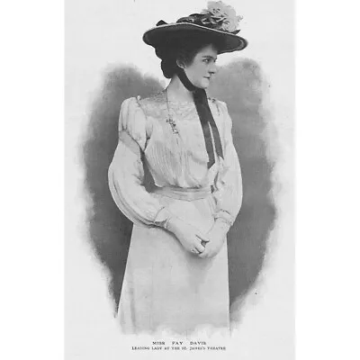 Miss Fay Davies Edwardian Actress - Antique Print 1901 • £7.99