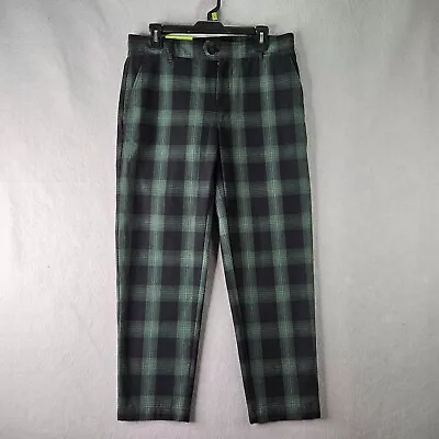 Houston White Ankle Pants Mens 32 X 30 Green Plaid Trouser Tailored Academia • $12.99