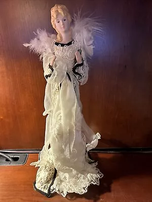 Tall Porcelain Angel Doll With Lace And Feathers 16” • $19.99