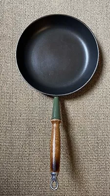 Le Creuset Frying Pan 26cm Wooden Handle Green Enamelled Cast Iron • £11.50