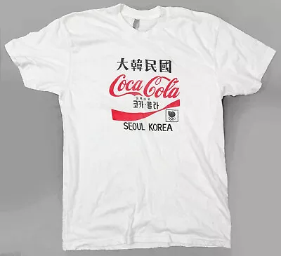 Coca Cola Korea 1988 Olympics Authentic U.S.A. Made Graphic T-Shirt Men's Large • $20.69