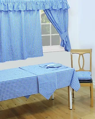 £8.99 • Buy Gingham Check Blue Bell Table Cloths Napkins Placemats Picnic Decor Navy White