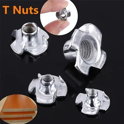 £6.95 • Buy 50pcs Four Pronged Tee Nut M6 M8 M10 T Nuts Captive Woodworking