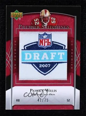 2007 UD Premier Stitchings Draft/Team Logos /75 Patrick Willis Rookie RC HOF • $18.94