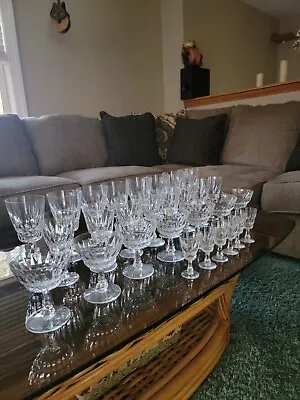 Vintage Etched Crystal Wine Glasses Set • $95