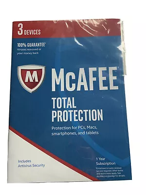 BRAND NEW  McAFEE Antivirus Total Protection 2017 (3 Devices) Factory Sealed • $17.99