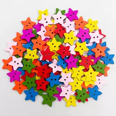 Wooden Stars Buttons 100Pcs Vintage Star 2 Holes Sewing Buttons 20Mm0.79Inch Lo • $8.20