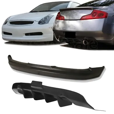 [SASA] 2x Combo For 03-06 Infiniti G35 Coupe PU Front Bumper Lip + Rear Diffuser • $184.99