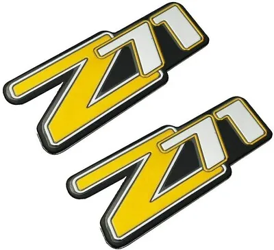 Two Pcs Z71 Emblems Aluminum Badge For Silverado Sierra Tahoe (Gold Chrome) • $15.99