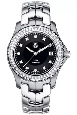 Tag Heuer Mens Link  Wj1117.ba0575 Diamond Dial Bezel Mens Black Prestige Watch • $2865.90